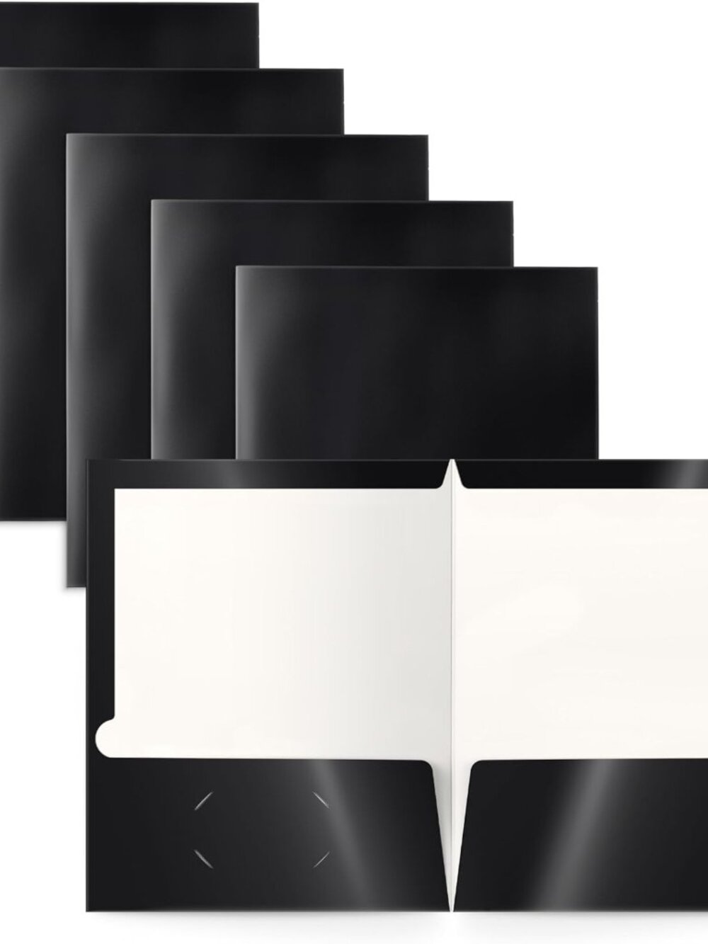 2 Pocket Glossy Laminated Black Paper Folders, Letter Size, Black Paper Portfoli